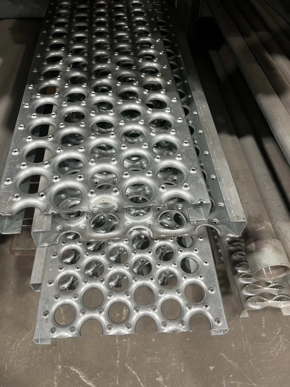 Perforated steel sheet on the shop table